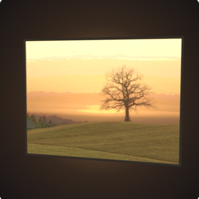 Full colour lithophane of a tree at sunset, lit from behind