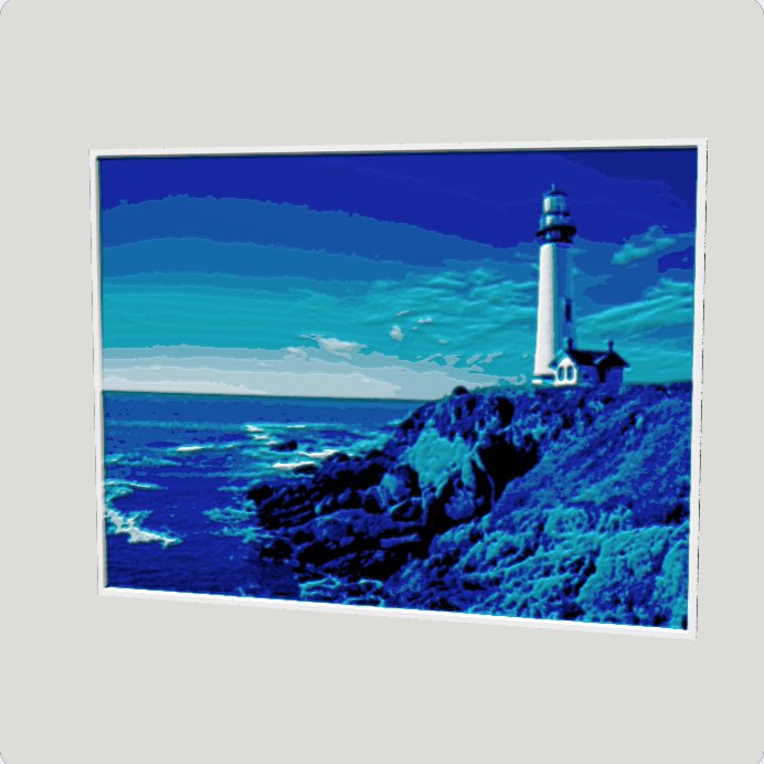 A filament painting of a lighthouse in blues