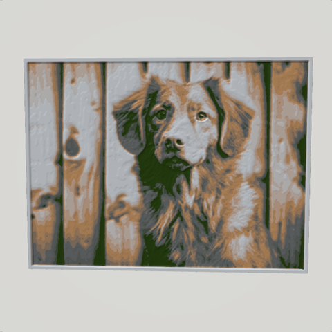 A filament painting of a dog, in auto-matched colours